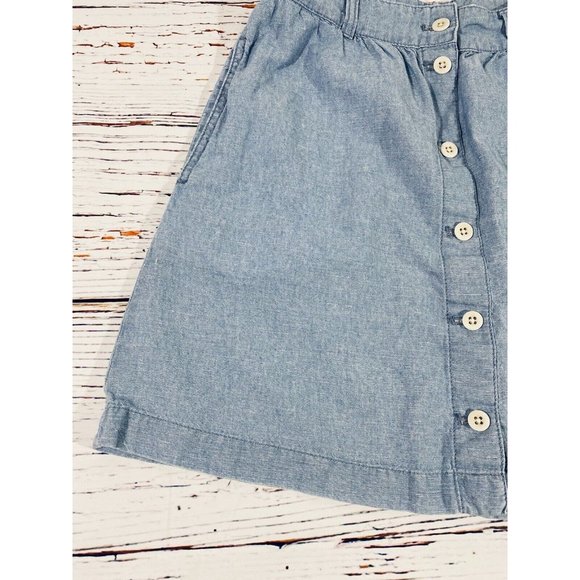 Madewell Skirt Womens Sz 2 Pockets Button Front Chambray Blue Denim Linen Blend - Picture 5 of 10